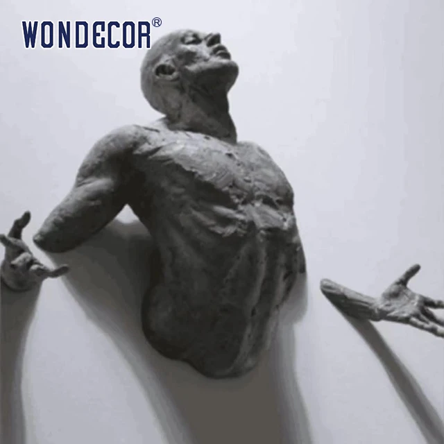 Wondecor Popular Design Modern 3d Man Metal Wall Bronze Sculpture
