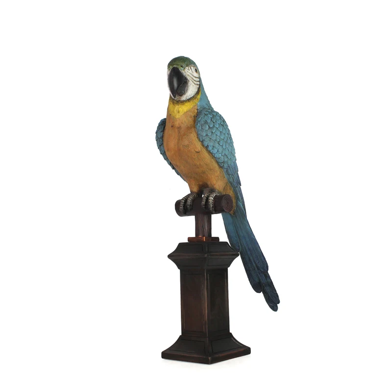 Wholesales Garden Decor Artificial Resin Natural Parrot Sculpture For Table Ornament