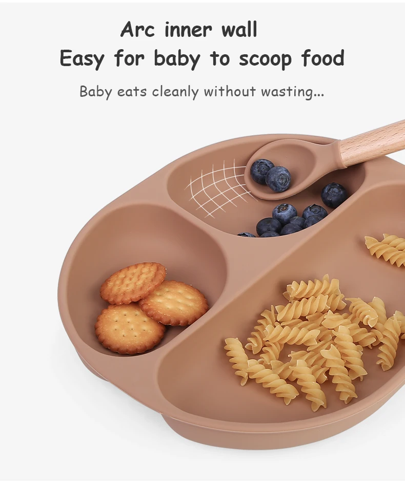 Divided Food Feeding Bowl Silicone Baby Dishes Kid Dinner Suction Baby