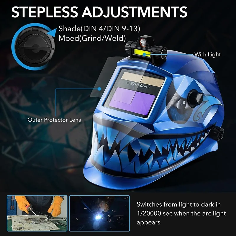 Trq Welding Mask Stepless Adjustment Auto Darkening Welding Helmet