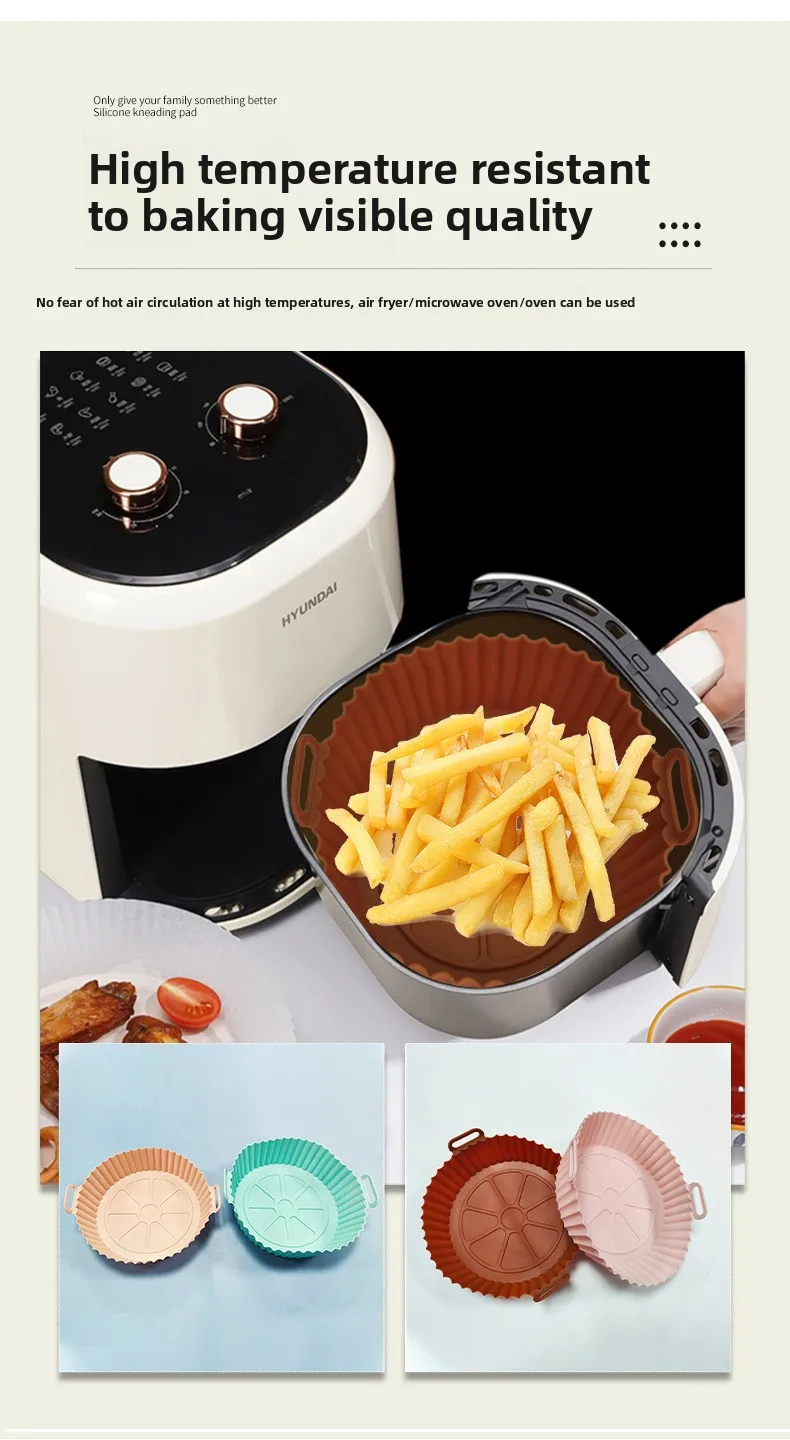 Thickened Food-Grade Silicone Foldable Baking Tray for Household Air Fryer and Air Fryer Mat manufacture