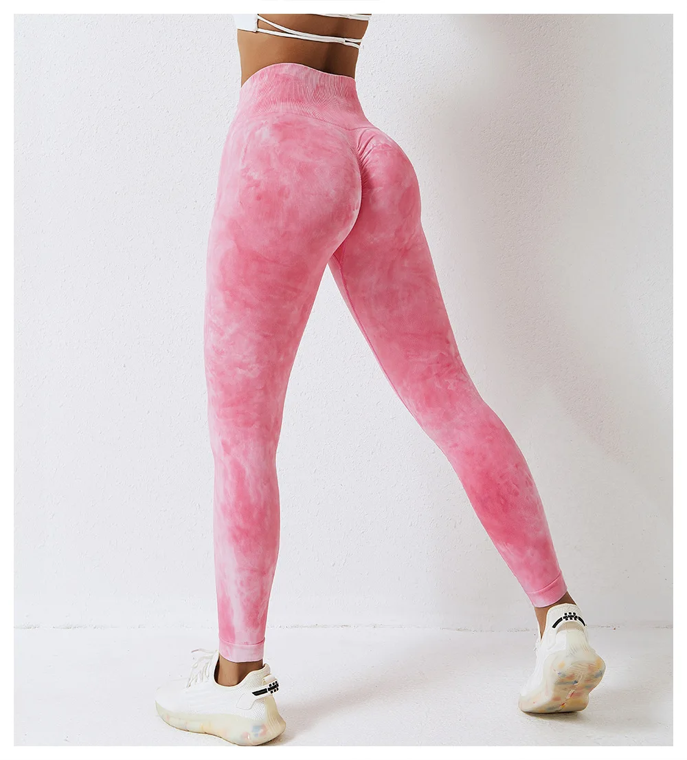 High Quality No Camel Toe Yoga Leggings Tie Dye High Waist Seamless