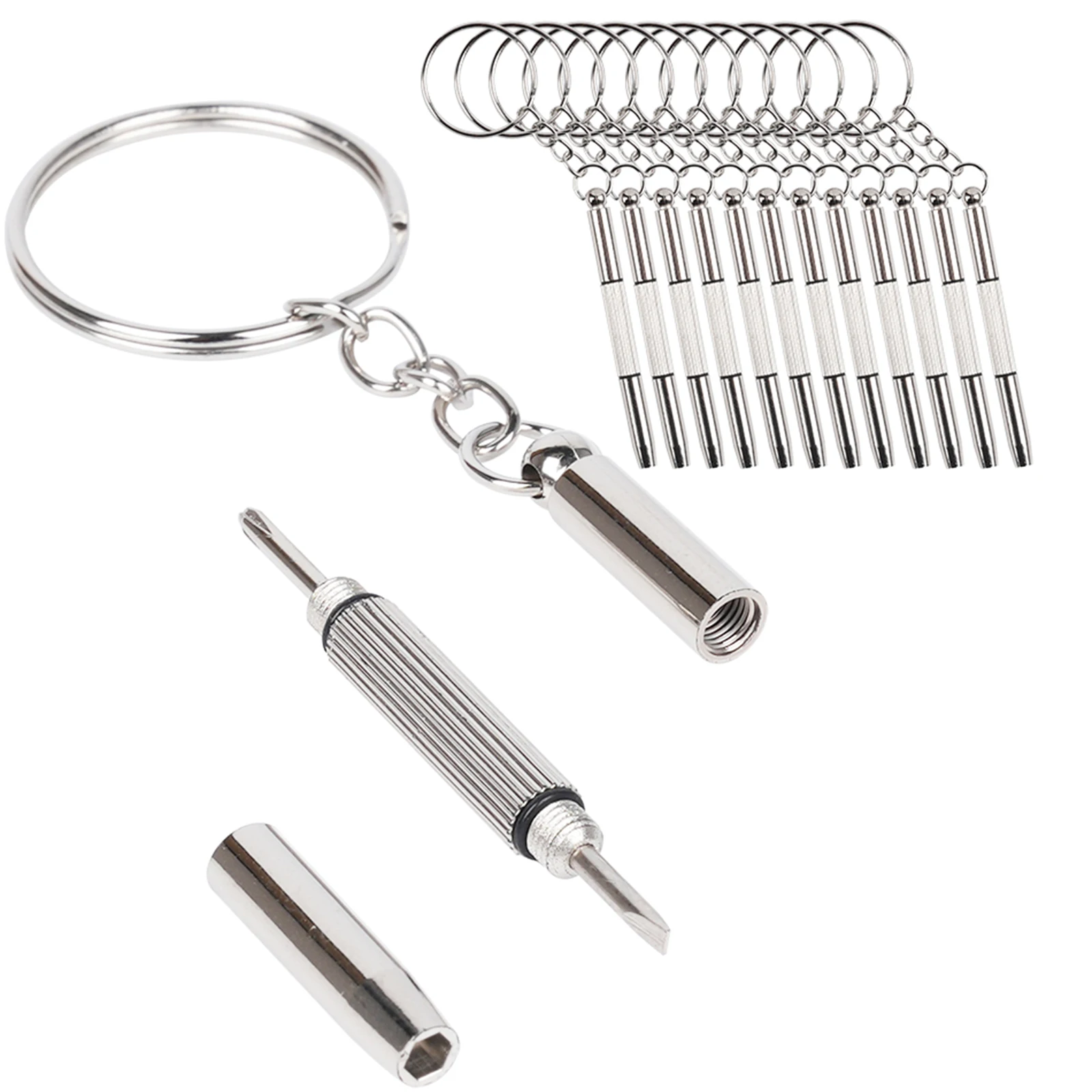 Portable 3 in 1 Aluminum Steel Eyeglass Screwdriver Watch Repair Tool Kit with Keychain LSD-100PCS