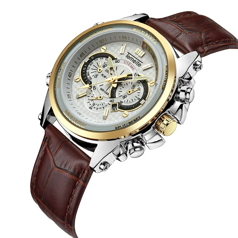 TEMEITE 710G New Arrival Custom Logo Man Quartz Watch Comely Steel Strap Waterproof Dials Decoration Bling Casual Wrist Watch