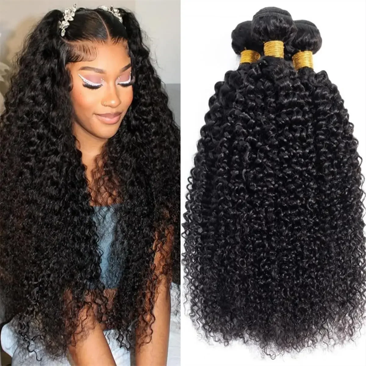 Extensões cabelo afro kinky curly tecimento brasileiro real_voghion.com