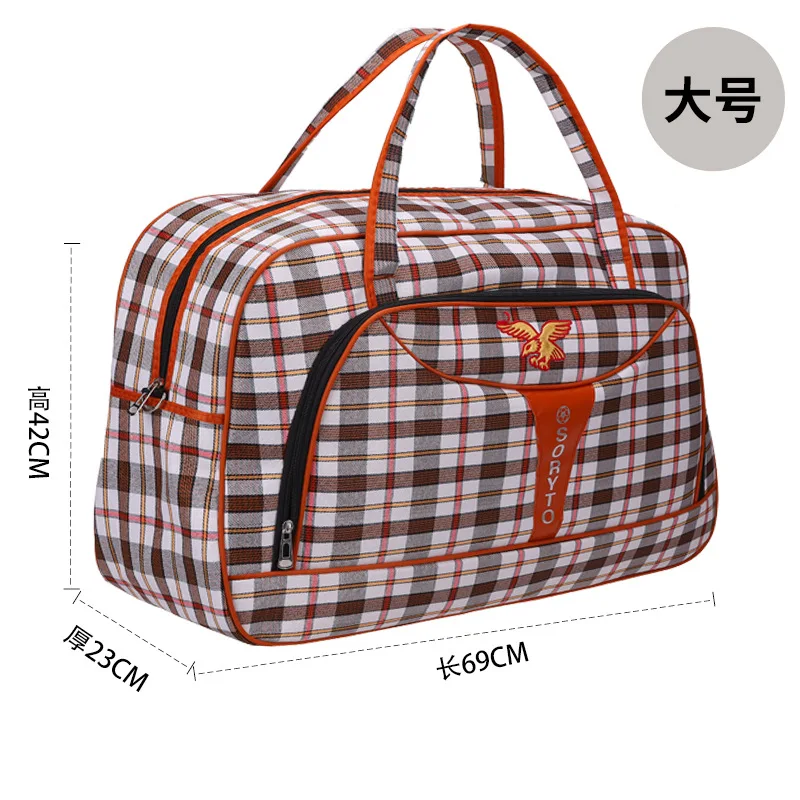 TWENTY FOUR 21 Checkered Bag Travel Duffel Bag Weekend Overnight Luggage  Shoulder Bag For Men Women -Brown Checkered 