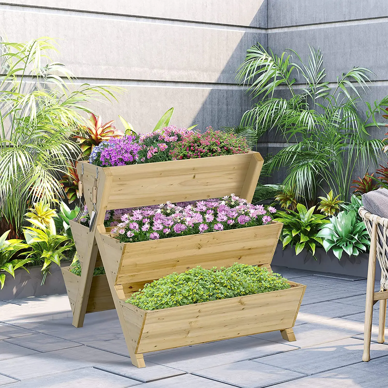 Raised Garden Bed,Freestanding Planter Stand With 5 Raised Planter Boxes And 4 Hooks Buy