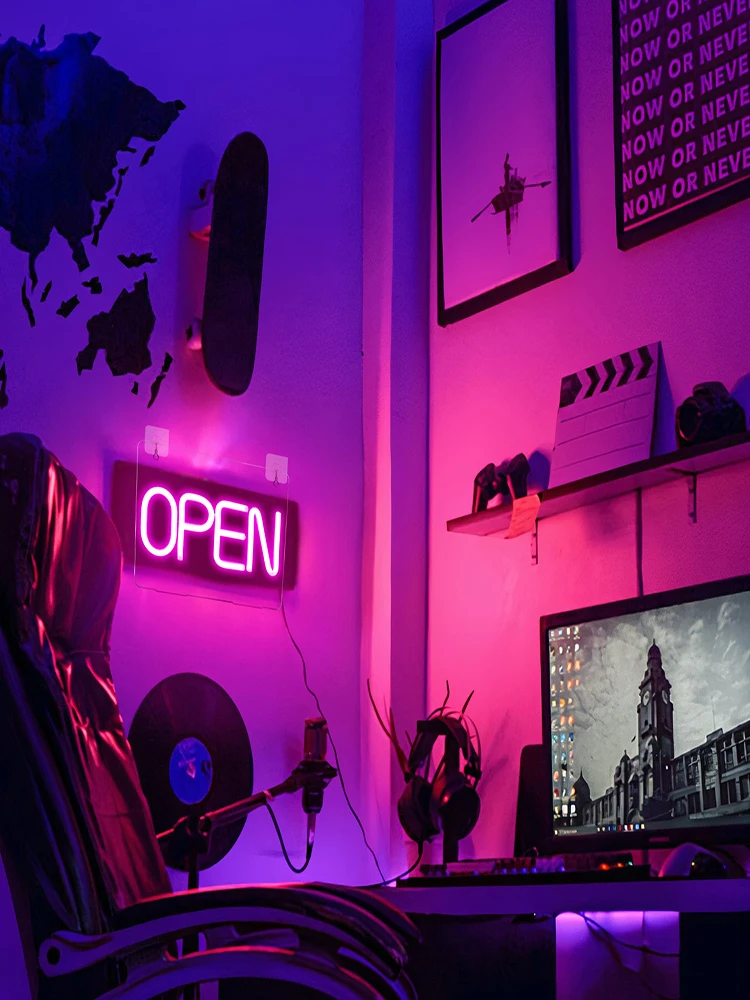 Wanxing открытая неоновая вывеска ручной работы на заказ светодиодная неоновая вывеска, открытый магазин логотипов, светодиодный неоновый светильник для бара дома офиса магазина стены.