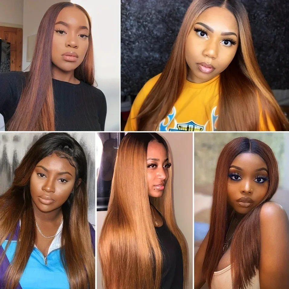 T1B/30 taisni ombre mežģīņu parūkas 13x1 5x1 T daļa Brazīlijas 250% frontālie cilvēka mati sievietēm Remy mati_voghion.com