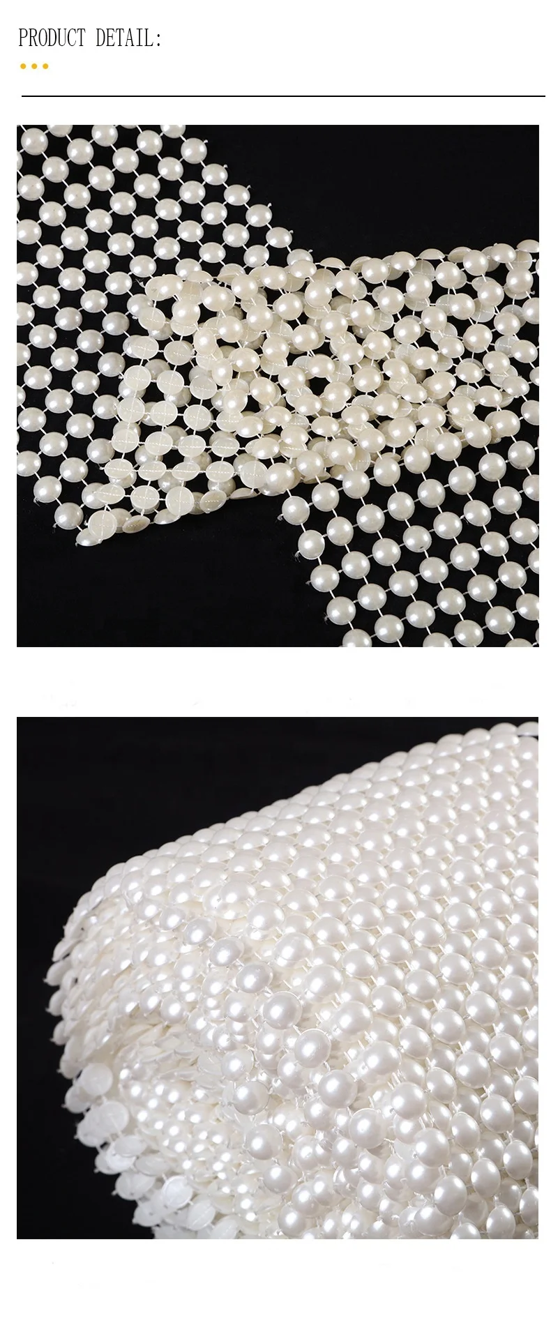 4.5" X 10 Yards 12 Rows  Plastic Pearl Diamond Mesh Wrap Roll Sparkle Rhinestone Ribbon for Wedding Party