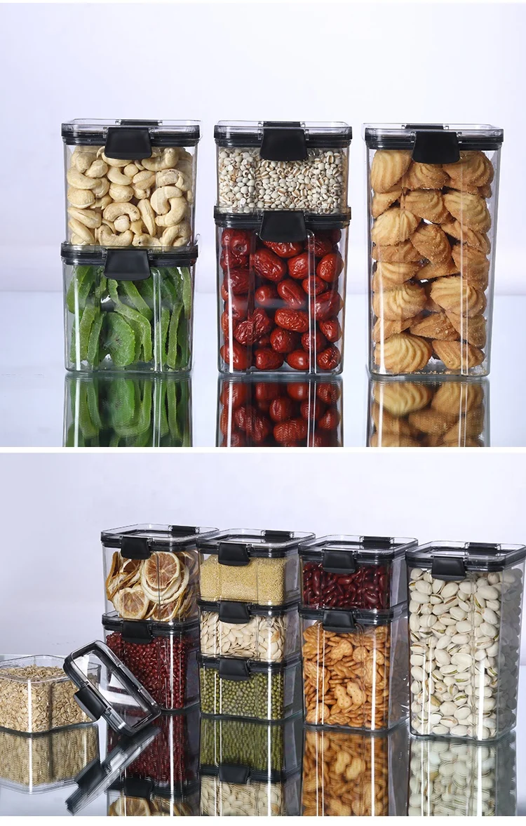 Пластиковые контейнеры для хранения пищевых продуктов без бисфенола А, сделано в Китае, пластиковый контейнер для хранения пищевых продуктов, кухонный органайзер, прозрачный контейнер