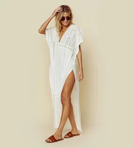 JSN9202745 New Arrival 2023 Hot Selling Long Solid Cover up for lady high cut solid women's swimsuit beachwear