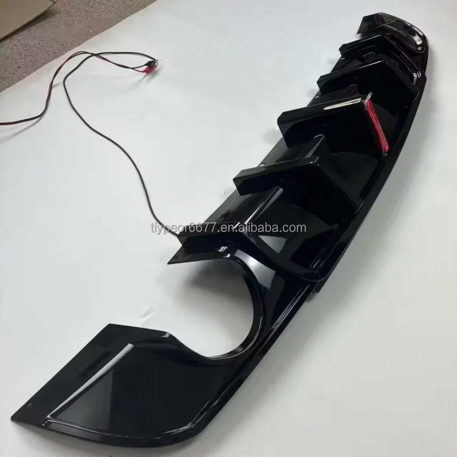 product tiypeor rear bumper diffuser lip for chrysler 300c 2015   2023 auto bumper diffuser abs plastic back lip accessory gloss black-4