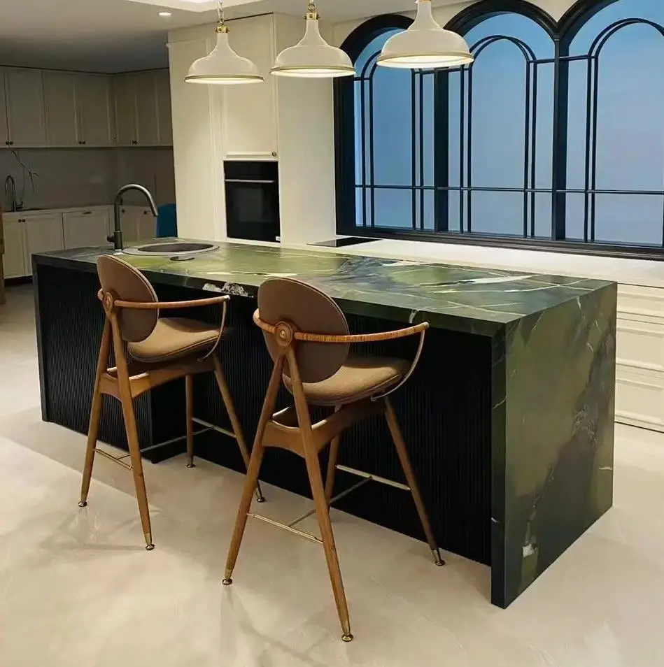 High Quality Avocado Green Marble Stone Kitchen Countertop Luxury Interior Design for Indoor Island Bathroom Vanity & Table Tops