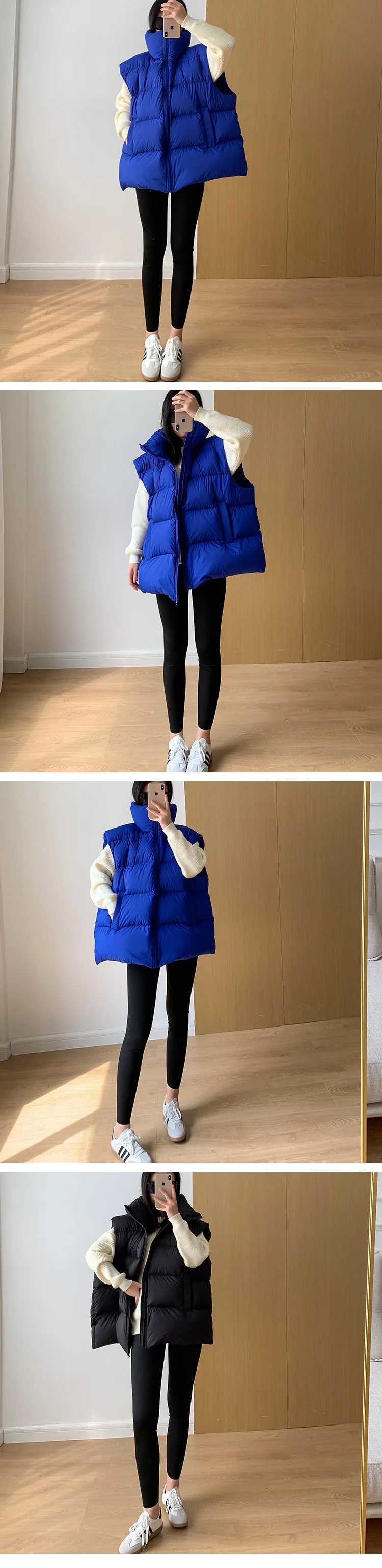 Janveny 2023 New Winter Oversized Duck Down Gilet Women Fluffy Warmth