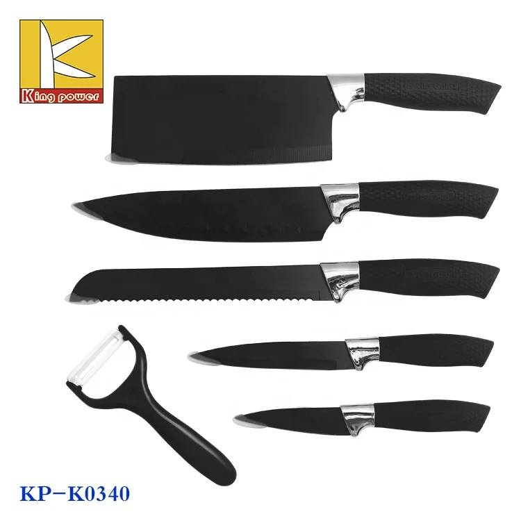 6 шт. швейцарская линия, антипригарное покрытие, Черный ПП/ТПР, ручка, Подарочная коробка, нож, кухонный набор