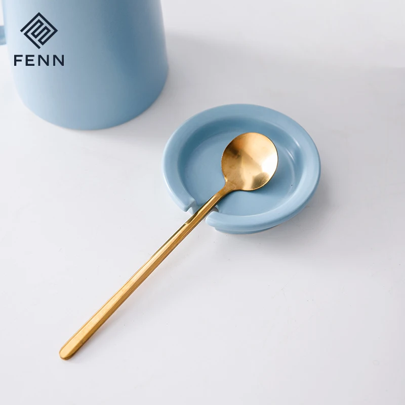 product fenn home office used blue color unique handle porcelain mug 350ml matte glaze ceramic coffee water mugs cups with lid-64