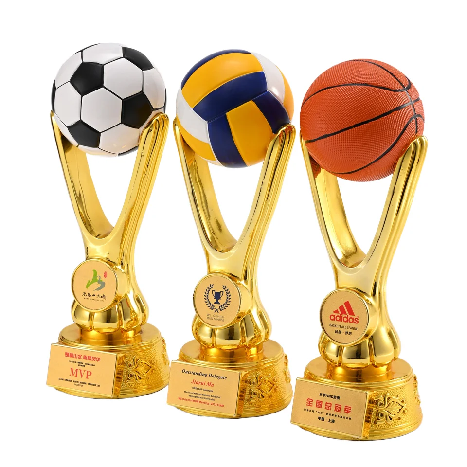 Custom Large NBA Sports Games Trophy Basketball Football Cup Soccer Champion Honor Resin Sculpture Awards Plaque Soccer Medal