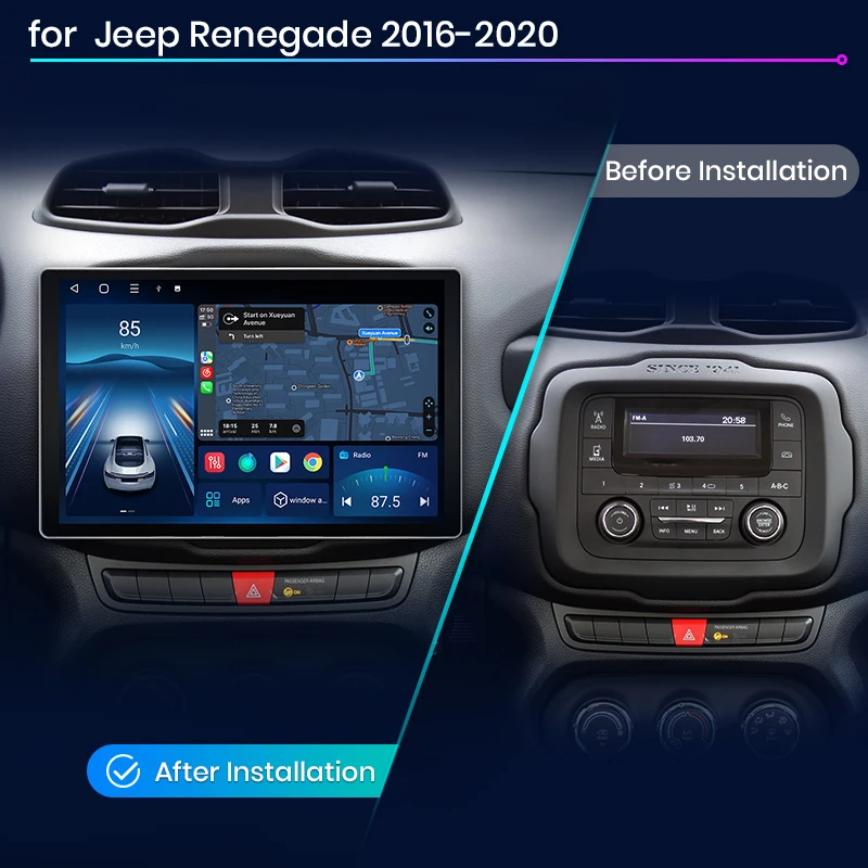 Junsun Car Radio for Jeep Renegade - 2K HD Screen & Carplay