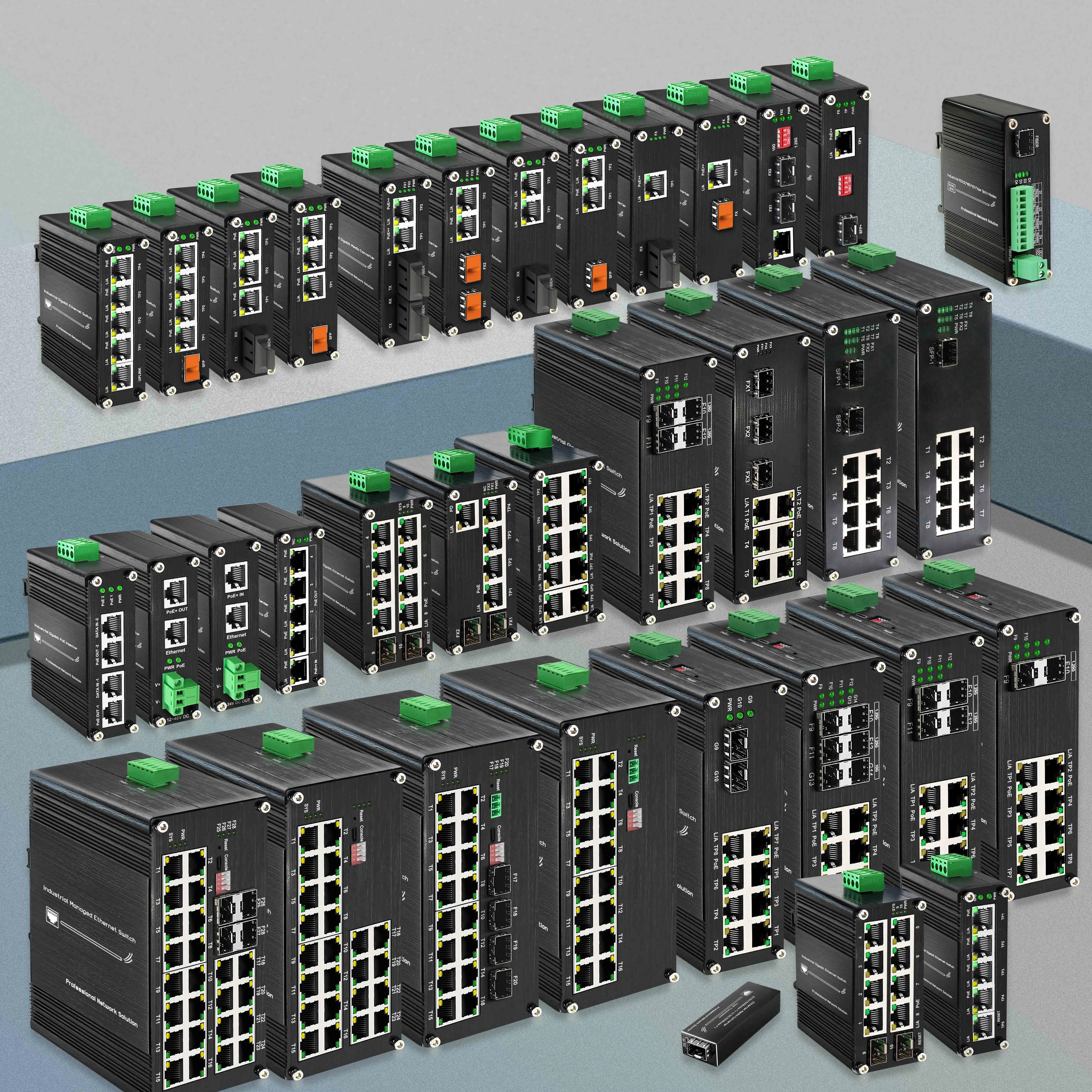 Fast Ethernet Fiber Extension Industrial Switch Supports up to 20km Over Single/Multi-mode Fiber 6+3 Ports Supports SC/FC/ST/SFP