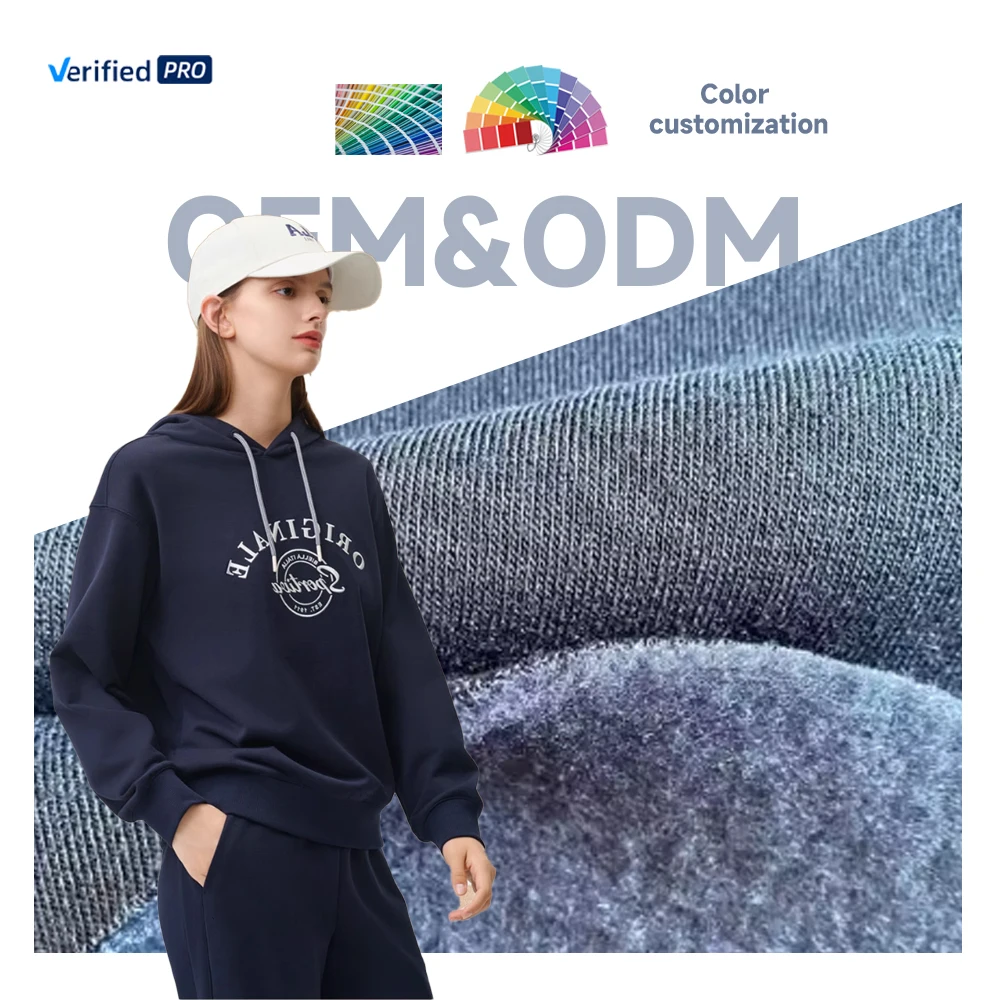 Тяжелый дизайн трикотажная Полиэфирная/хлопчатобумажная ткань односторонняя матовая флисовая французская махровая толстовка с капюшоном для спортивной одежды