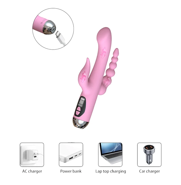 LCD Display Rabbit  G-spot Clitoris Anal Vibrator Sex Toys for Women