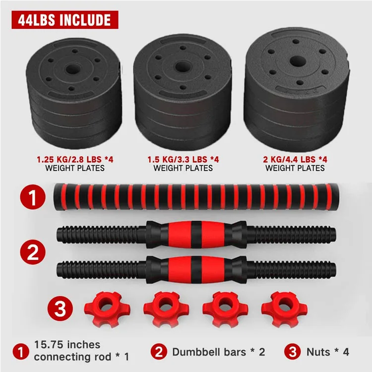 В наличии 552 Регулируемый домашний тренажерный зал оборудование фитнес вес 24 кг 40 90lb гантели