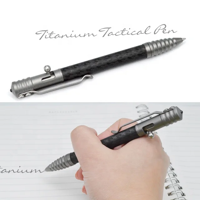 Tactical Pen With Titanium Alloy And Carbon Fiber Body Silicon Oxide Tip For Breaking Glass