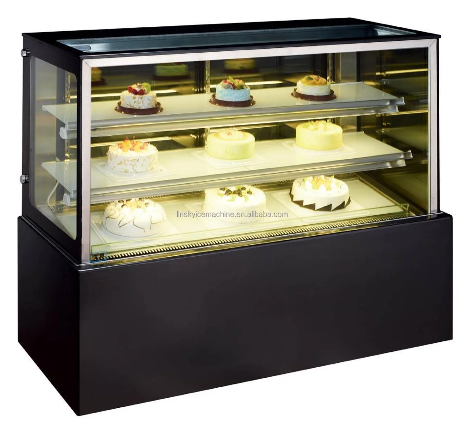 Small Desktop Cake Cabinet with LED Light Glass Door Display Cooler for Cake showcase Supermarket & Store Use