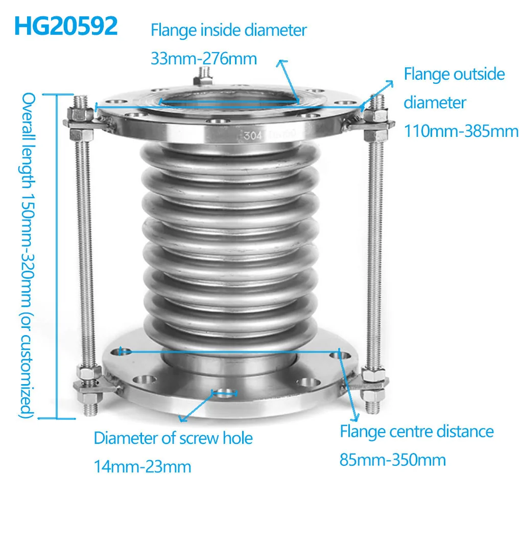 Stainless Steel Compensator Expansion Joint Flange Type 304 Metal