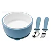 Gray-blue ceramic round bowl + stainless steel dig