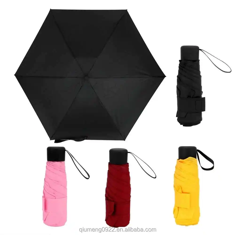 Source fold umbrella Waterproof Mini Pocket Parasol Ultralight Folding  Umbrella Small 4 Colors Anti-UV Five Portable Travel Umbrellas on  m.