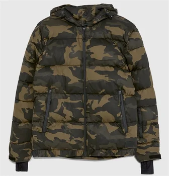 Source Custom mens tactical camo down puffer jacket with thumb