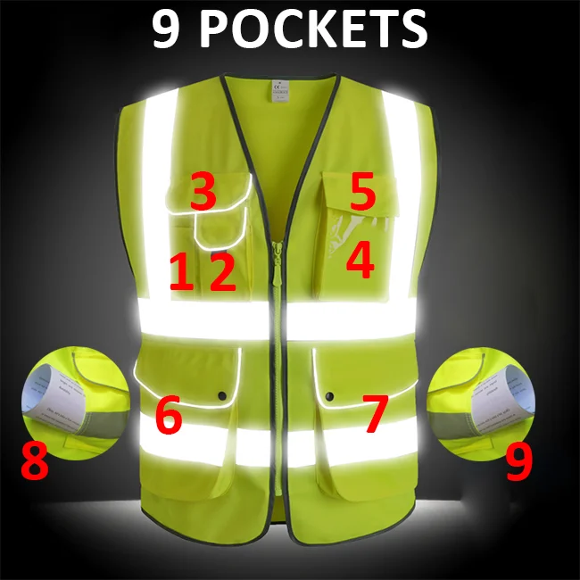 Multi Colors Multi Pockets Tactical High Visibility Reflective Utility
