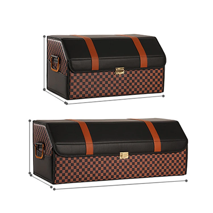 Multifunctional Large Capacity Car Organizer Collapsible Leather Trunk Storage Box with Compartment