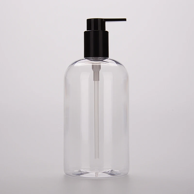 500ml PET Plastic Spray Bottle 500g Customized Cylindrical Empty Transparent Wholesale Pet Shampoo Bottle with Spray Cap