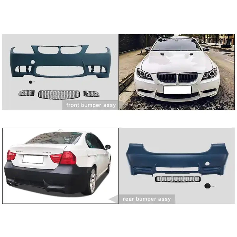 Car Modified M3 Style Body Kits Bumper Dody Hood Fender Side Skirts and Exhaust Pipe for BMW 2005-2008 3 Series E90 M3