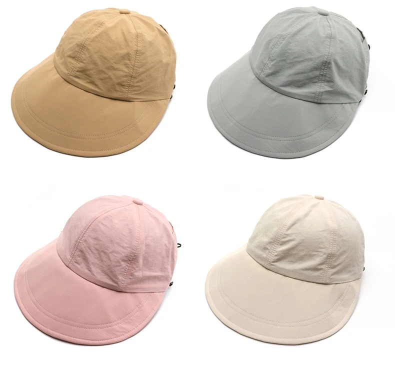 Wholesale custom summer solid color big brim foldable duck tongue hat outdoor travel riding sun protection sun hat