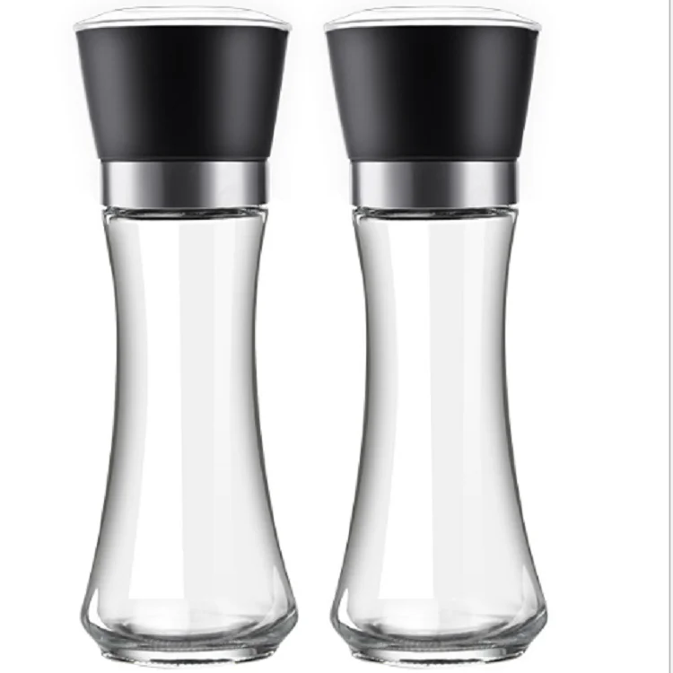 Custom Logo 180 ml Ceramic Core 180ml Salt and Pepper Grinder Glass Herb Spice Bottles