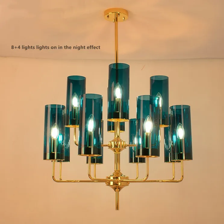 Modern Ceiling chandelier for living room Nordic blue glass blowing chandeliers pendant lights