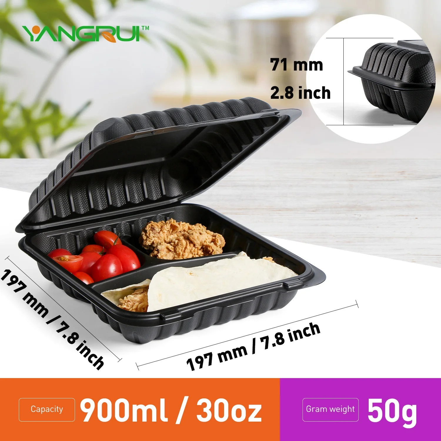 Yangrui 901 MFPP Hinged To Go Food Containers Manufacturers, Suppliers and  Factory - Wholesale Products - Huizhou Yangrui Printing & Packaging Co.,Ltd.