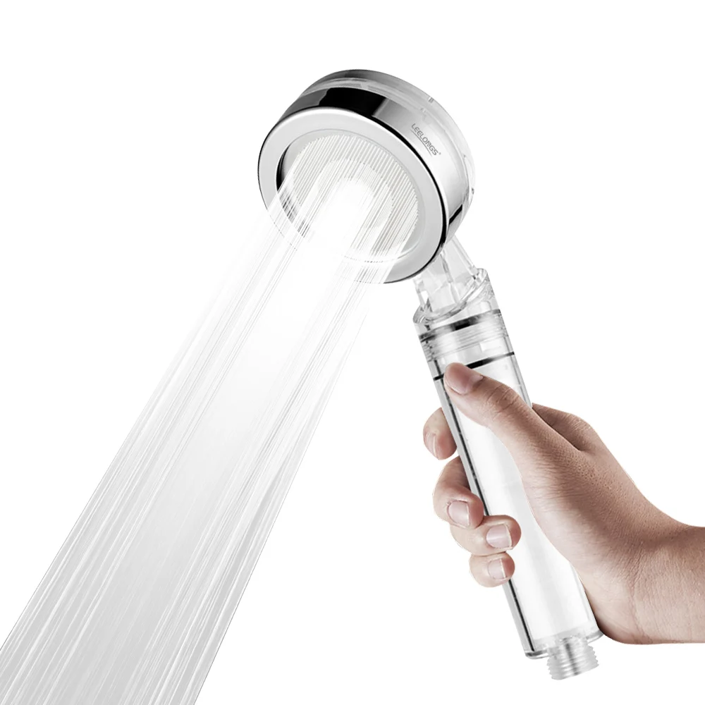Clean Wash Bathroom ABS Plastic High Pressure Hand Shower Transparent Color Shower Head with PP Cotton Ionic Filter