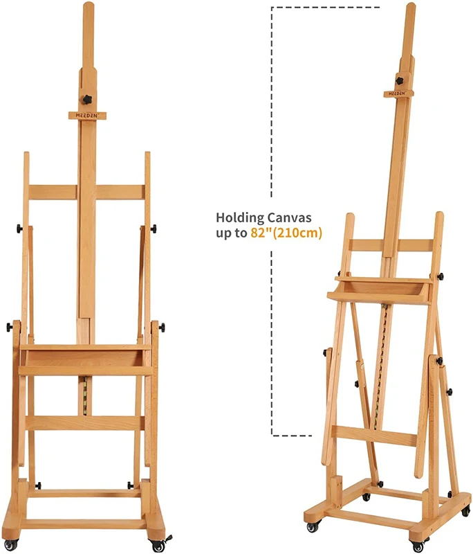 Cavalletto Da Pittura VISWIN Pieghevole Con Ruote - Legno Di Faggio, Regolabile 150-241cm, Porta 2 Tele - Foto 11