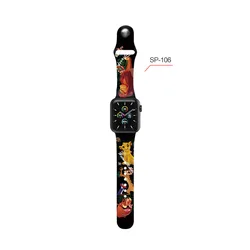 Ремешок из мягкого силикона для Apple Watch 1 2 3 4 5 6 Series, спортивный браслет с животным рисунком, 40 мм 44 мм