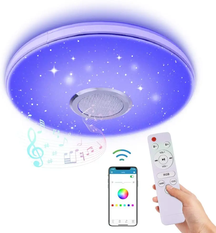 color changing ceiling light with bluetooth speaker