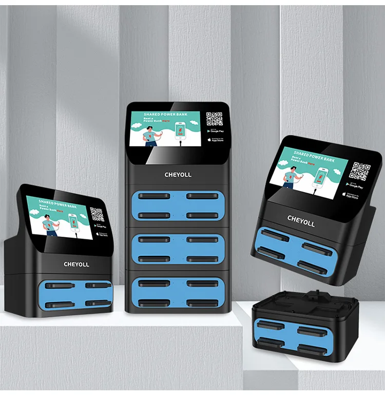8Slots High Capacity 5000Mah Portable Shared Station Cheyoll Power Bank Rent Black Qr Code Sharing Power Bank Bkash