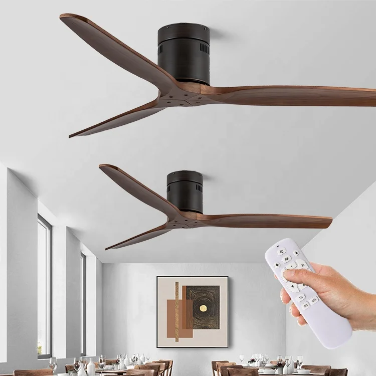 モダンシンプル48インチ52インチ無垢材3ブレードDCモーターリモコン