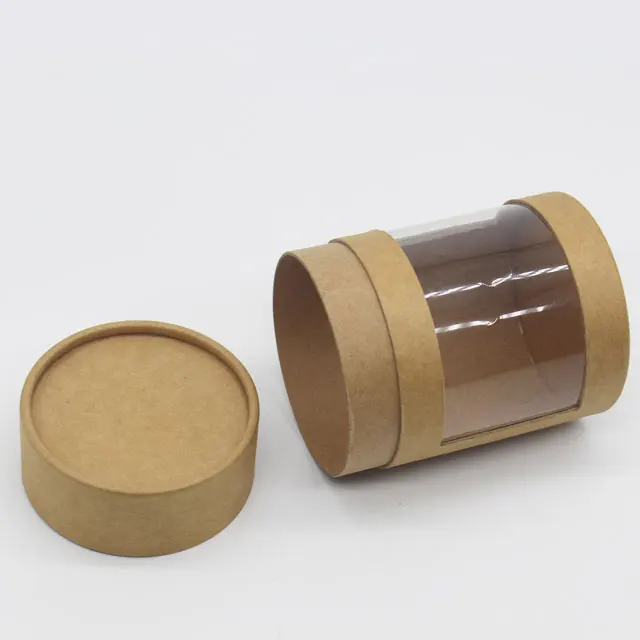 Recyclable Craft Cardboard Boxes Biodegradable Paper Kraft Packaging Tubes with clear Window