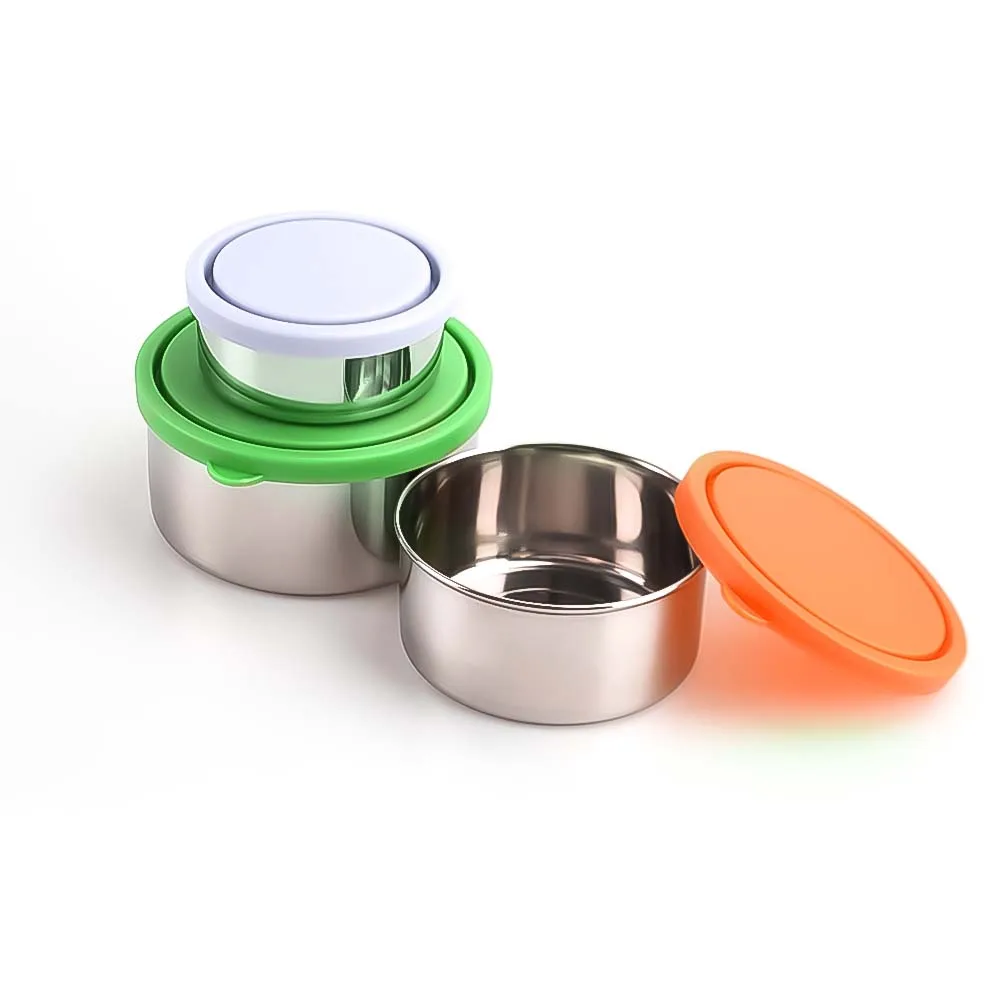 Set Of 3 Stainless Steel Snack Containers 18/8 Stainless Steel Lunch