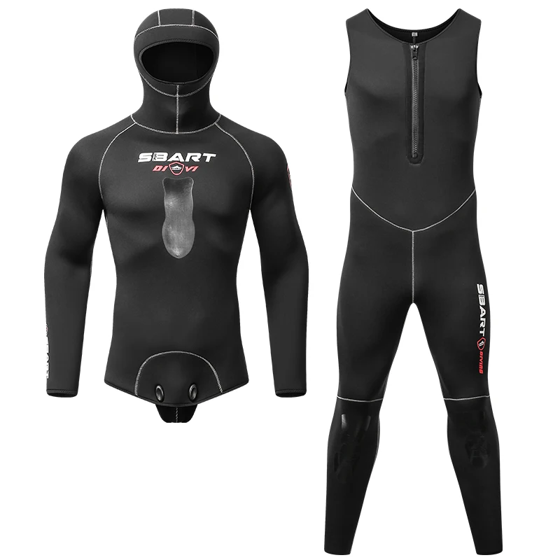 Neoprene Wetsuit Mens Full Body Wetsuit Diving Suit 2 Pieces Set Warm Long Sleeve Swim Suits Front Zipper wetsuit